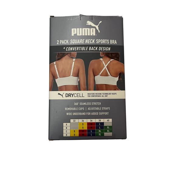 Puma Seamless Sports Bra 2-Pack (Size XS) Black/Gray - Picture 7 of 8